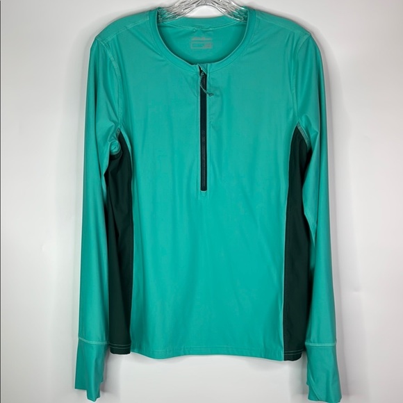 Eddie Bauer Turquoise Blue Shoreline Long Sleeve Rash Guard Shirt Large - Picture 1 of 9